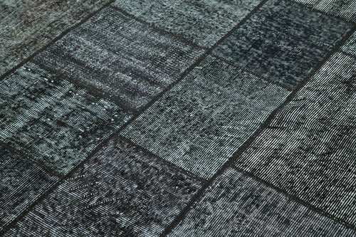 Kirk Yama Black Patchwork Cotton Wool Handmade Area Rug 5'8'' x 8'0''