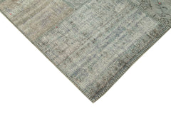 Kirk Yama Grey Patchwork Cotton Wool Handmade Area Rug 5'9'' x 7'11''