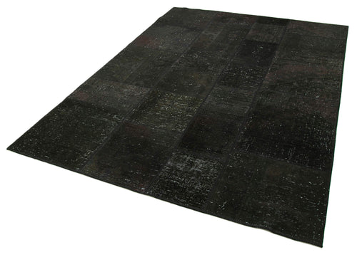 Kirk Yama Black Patchwork Cotton Wool Handmade Area Rug 5'8'' x 7'11''
