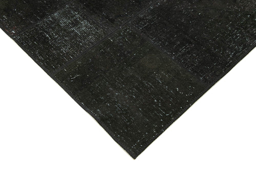 Kirk Yama Black Patchwork Cotton Wool Handmade Area Rug 5'8'' x 7'11''