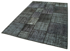 Kirk Yama Black Patchwork Cotton Wool Handmade Area Rug 5'7'' x 8'1''