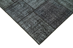 Kirk Yama Black Patchwork Cotton Wool Handmade Area Rug 5'7'' x 8'1''