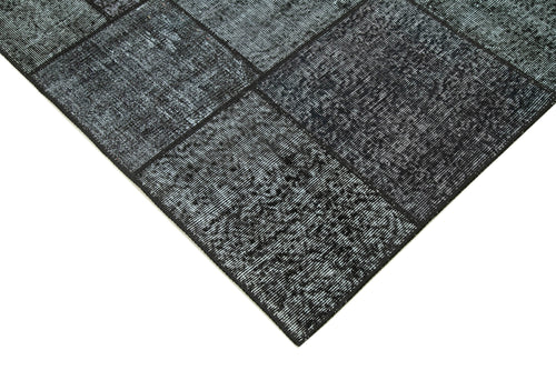 Kirk Yama Black Patchwork Cotton Wool Handmade Area Rug 5'7'' x 8'1''