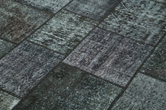 Kirk Yama Black Patchwork Cotton Wool Handmade Area Rug 5'7'' x 8'1''