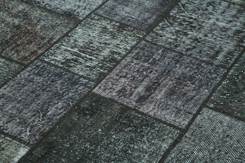 Kirk Yama Black Patchwork Cotton Wool Handmade Area Rug 5'7'' x 8'1''