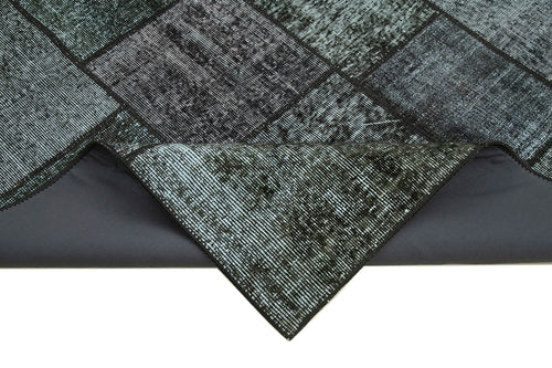 Kirk Yama Black Patchwork Cotton Wool Handmade Area Rug 5'7'' x 8'1''