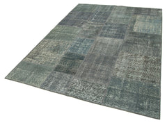Kirk Yama Grey Patchwork Cotton Wool Handmade Area Rug 5'8'' x 7'10''