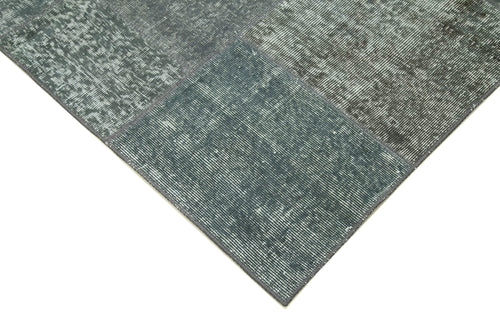 Kirk Yama Grey Patchwork Cotton Wool Handmade Area Rug 5'8'' x 7'10''