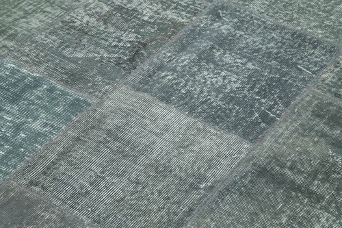 Kirk Yama Grey Patchwork Cotton Wool Handmade Area Rug 5'8'' x 7'10''