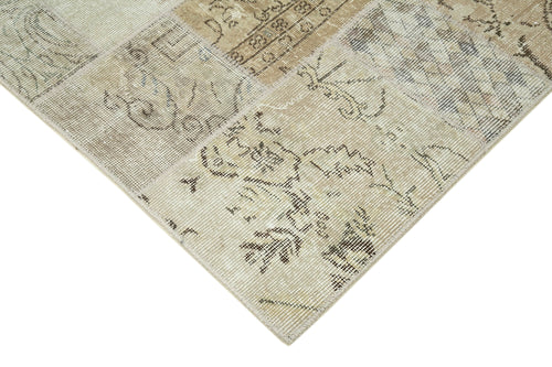 Kirk Yama Beige Patchwork Cotton Wool Handmade Area Rug 5'8'' x 7'10''