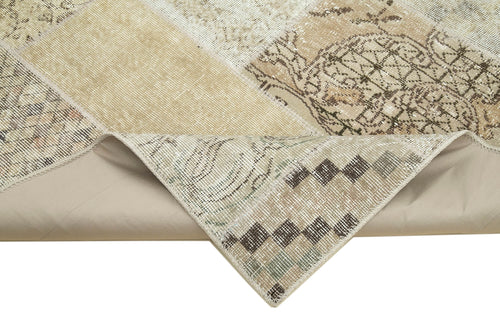 Kirk Yama Beige Patchwork Cotton Wool Handmade Area Rug 5'8'' x 7'10''