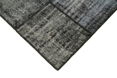 Kirk Yama Black Patchwork Cotton Wool Handmade Area Rug 5'9'' x 8'0''