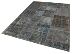 Kirk Yama Grey Patchwork Cotton Wool Handmade Area Rug 5'7'' x 7'10''