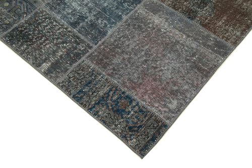 Kirk Yama Grey Patchwork Cotton Wool Handmade Area Rug 5'7'' x 7'10''