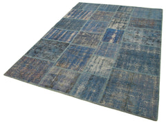 Kirk Yama Blue Patchwork Cotton Wool Handmade Area Rug 5'9'' x 8'0''