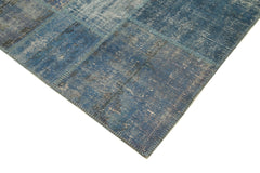 Kirk Yama Blue Patchwork Cotton Wool Handmade Area Rug 5'9'' x 8'0''