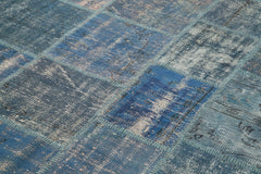 Kirk Yama Blue Patchwork Cotton Wool Handmade Area Rug 5'9'' x 8'0''