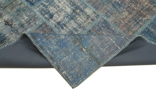 Kirk Yama Blue Patchwork Cotton Wool Handmade Area Rug 5'9'' x 8'0''
