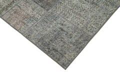 Handmade Area Rug - Grey Patchwork Carpet | Cotton Wool Rug, Vintage Turkish Design 5'7"x7'10"