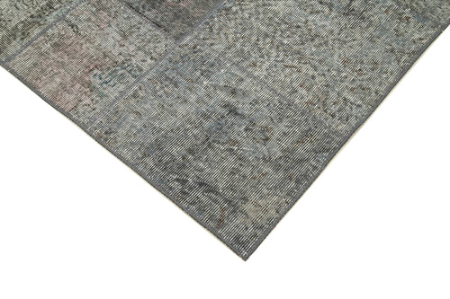 Handmade Area Rug - Grey Patchwork Carpet | Cotton Wool Rug, Vintage Turkish Design 5'7"x7'10"