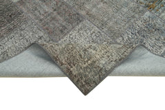 Handmade Area Rug - Grey Patchwork Carpet | Cotton Wool Rug, Vintage Turkish Design 5'7"x7'10"