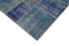 Kirk Yama Blue Patchwork Cotton Wool Handmade Area Rug 5'9'' x 8'2''