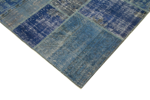 Kirk Yama Blue Patchwork Cotton Wool Handmade Area Rug 5'9'' x 8'2''