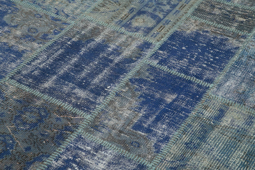 Kirk Yama Blue Patchwork Cotton Wool Handmade Area Rug 5'9'' x 8'2''