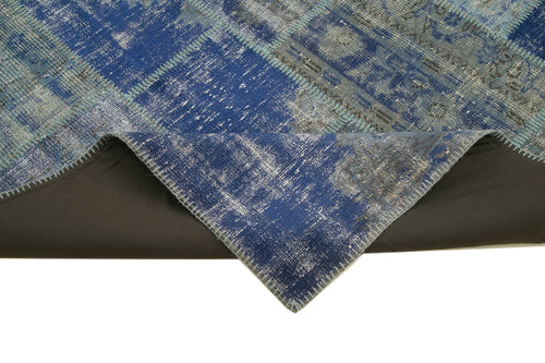 Kirk Yama Blue Patchwork Cotton Wool Handmade Area Rug 5'9'' x 8'2''