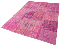Kirk Yama Pink Patchwork Cotton Wool Handmade Area Rug 5'8'' x 7'10''
