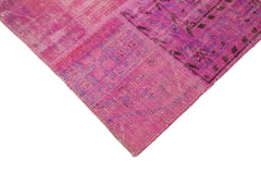 Kirk Yama Pink Patchwork Cotton Wool Handmade Area Rug 5'8'' x 7'10''
