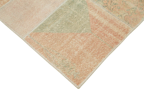Handmade Area Rug – Beige Patchwork Carpet | Vintage Turkish Wool Cotton Rug