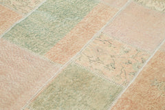 Handmade Area Rug – Beige Patchwork Carpet | Vintage Turkish Wool Cotton Rug