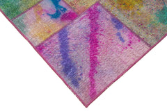 Kirk Yama Blue Patchwork Cotton Wool Handmade Area Rug 5'7'' x 8'0''