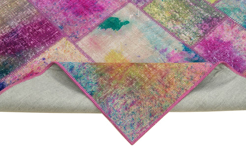 Kirk Yama Blue Patchwork Cotton Wool Handmade Area Rug 5'7'' x 7'10''