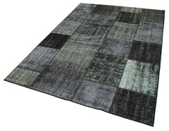 Kirk Yama Black Patchwork Cotton Wool Handmade Area Rug 5'6'' x 7'10''