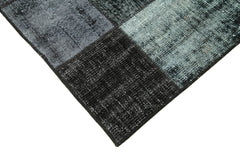 Kirk Yama Black Patchwork Cotton Wool Handmade Area Rug 5'6'' x 7'10''