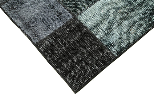 Kirk Yama Black Patchwork Cotton Wool Handmade Area Rug 5'6'' x 7'10''
