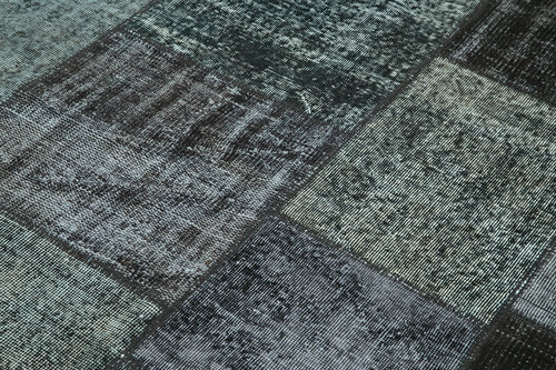 Kirk Yama Black Patchwork Cotton Wool Handmade Area Rug 5'6'' x 7'10''