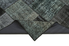 Kirk Yama Black Patchwork Cotton Wool Handmade Area Rug 5'6'' x 7'10''