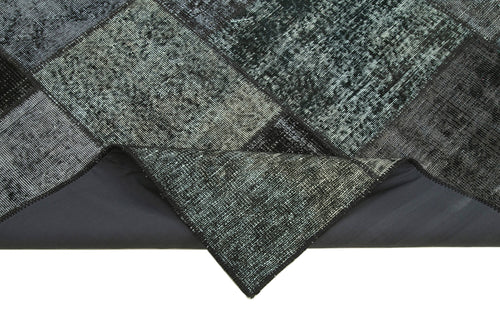 Kirk Yama Black Patchwork Cotton Wool Handmade Area Rug 5'6'' x 7'10''
