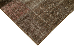 Kirk Yama Brown Patchwork Cotton Wool Handmade Area Rug 5'7'' x 7'11''