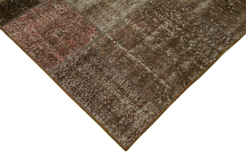 Kirk Yama Brown Patchwork Cotton Wool Handmade Area Rug 5'7'' x 7'11''