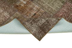 Handmade Area Rug - Brown Patchwork Cotton Wool Rug 5'7" x 7'11" Durable Floor Covering