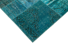 Kirk Yama Turquoise Patchwork Cotton Wool Handmade Area Rug 5'7'' x 8'0''