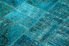 Kirk Yama Turquoise Patchwork Cotton Wool Handmade Area Rug 5'7'' x 8'0''