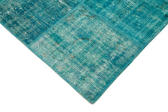 Kirk Yama Turquoise Patchwork Cotton Wool Handmade Area Rug 5'9'' x 7'11''