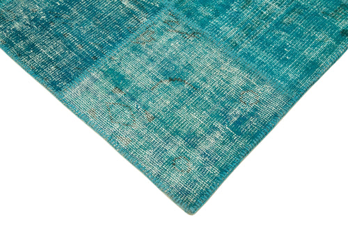 Kirk Yama Turquoise Patchwork Cotton Wool Handmade Area Rug 5'9'' x 7'11''