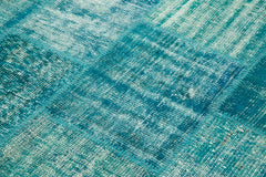Kirk Yama Turquoise Patchwork Cotton Wool Handmade Area Rug 5'9'' x 7'11''