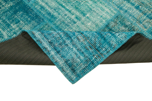 Kirk Yama Turquoise Patchwork Cotton Wool Handmade Area Rug 5'9'' x 7'11''